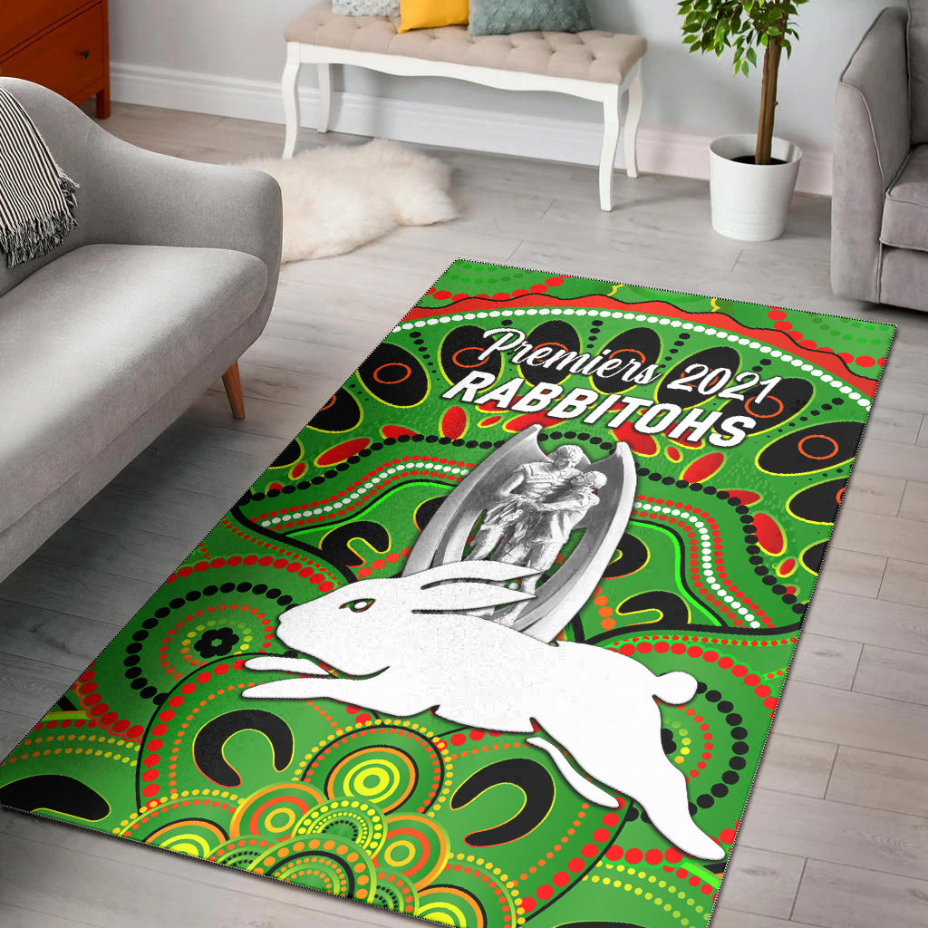south-sydney-rabbitohs-area-rug-2021-indigenous-premiers-trophy-green