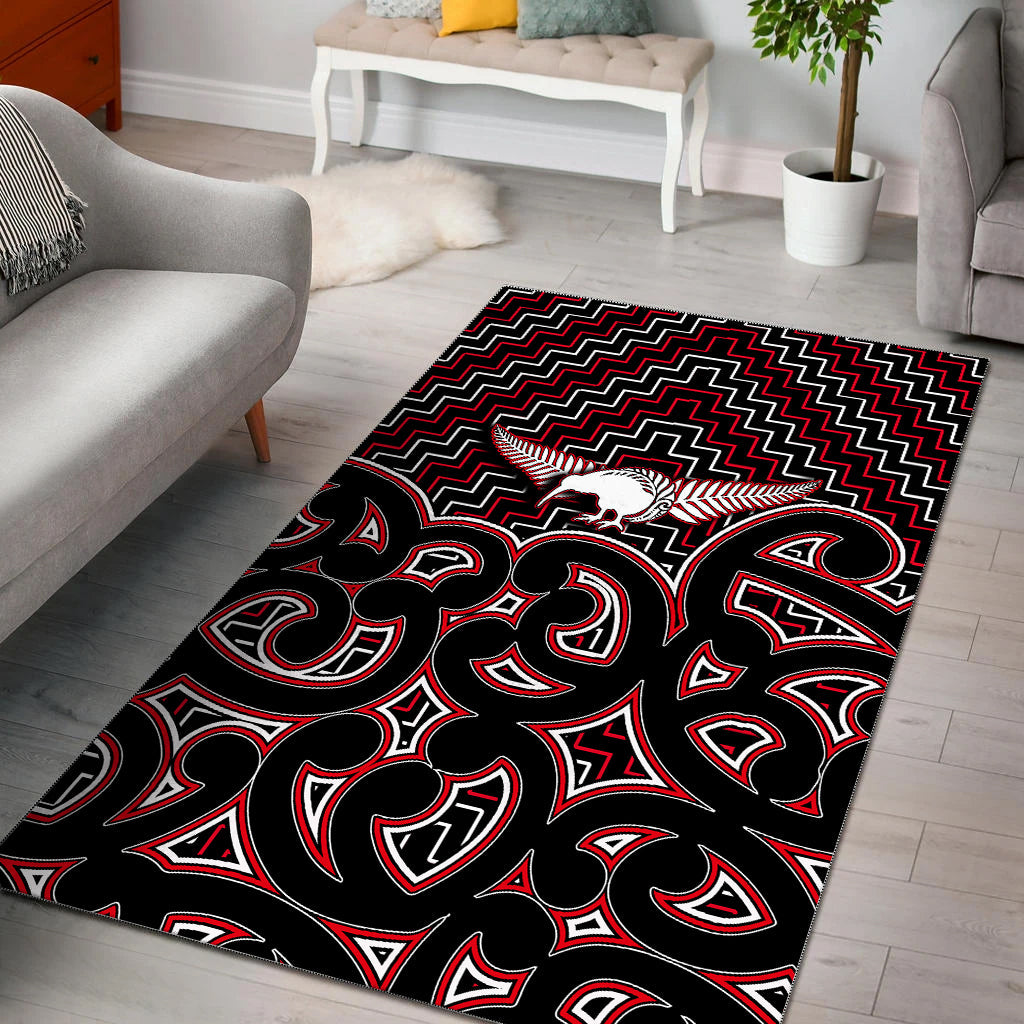 new-zealand-area-rug-maori-graphic-tee-patterns-red