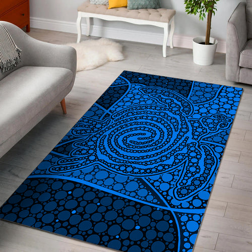 turtle-area-rug-aboriginal-blue-style
