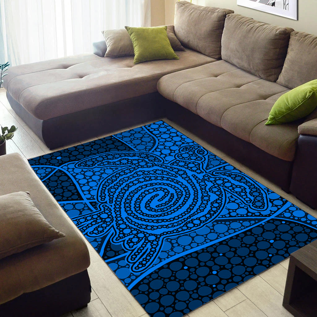 turtle-area-rug-aboriginal-blue-style