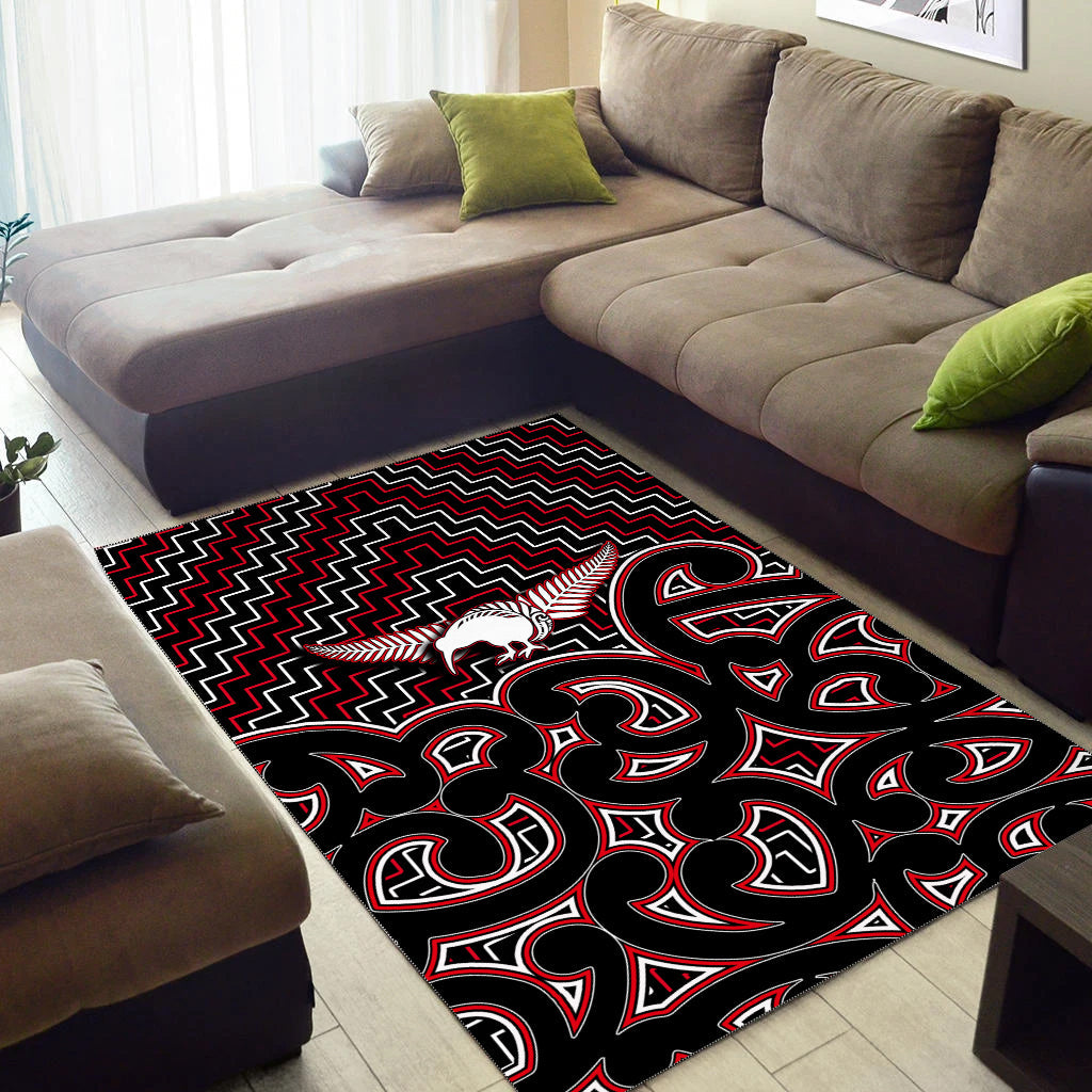 new-zealand-area-rug-maori-graphic-tee-patterns-red