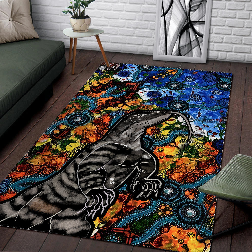 Aboriginal Lizard Tribal Area Rug LT6