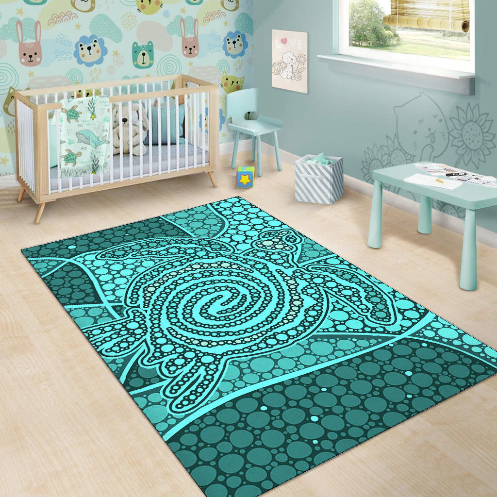 turtle-area-rug-aboriginal-green-style