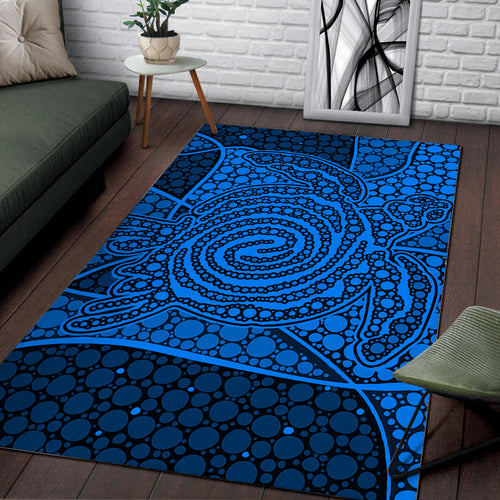 turtle-area-rug-aboriginal-blue-style