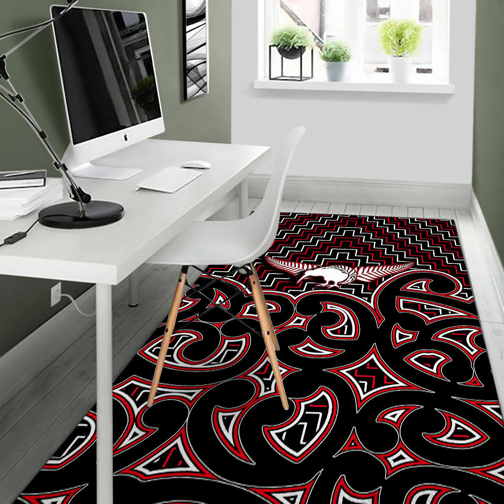 new-zealand-area-rug-maori-graphic-tee-patterns-red