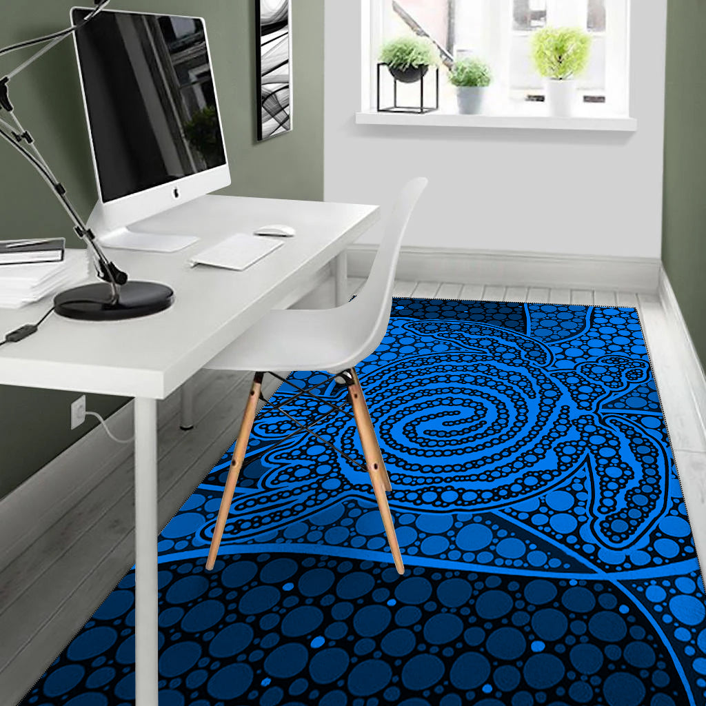 turtle-area-rug-aboriginal-blue-style