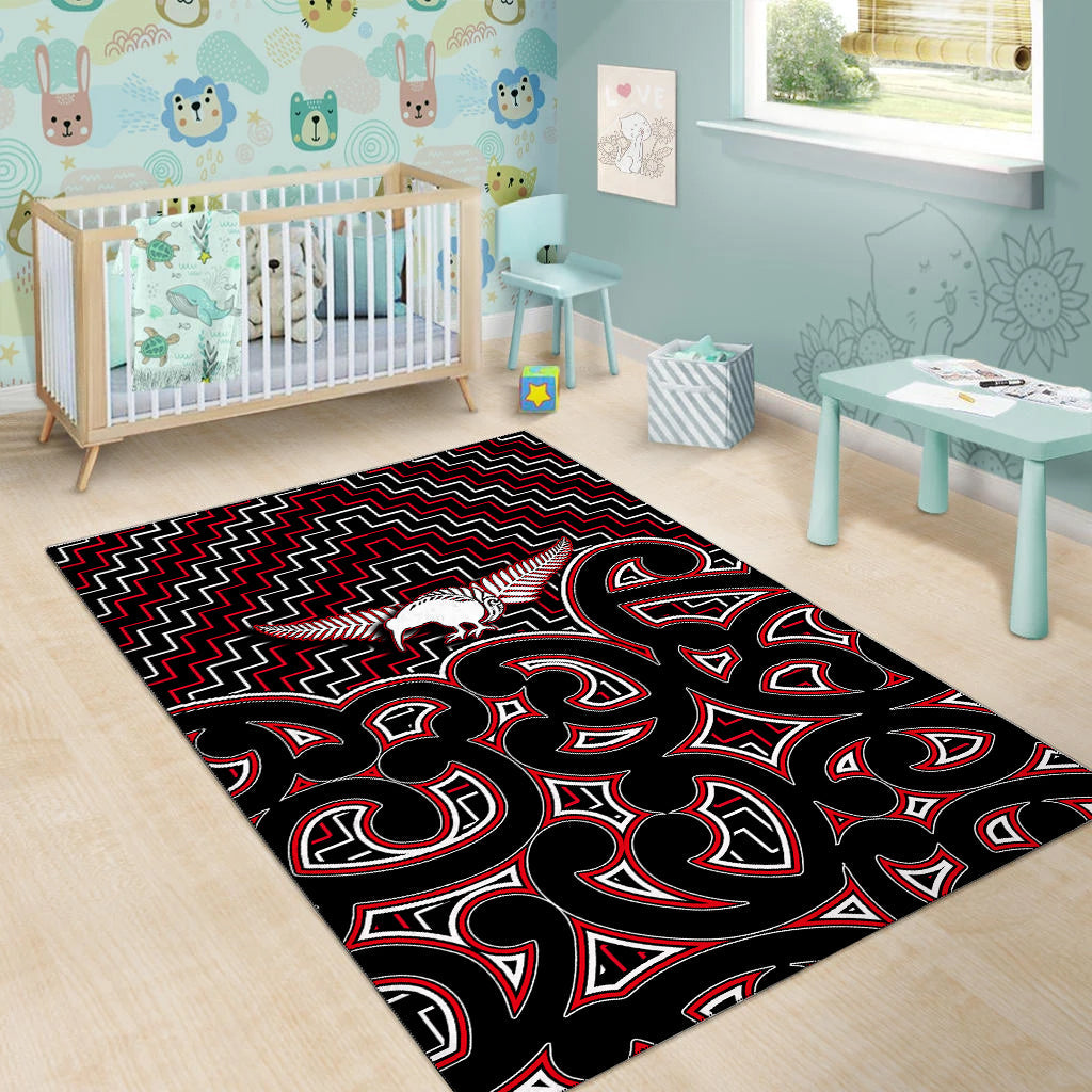 new-zealand-area-rug-maori-graphic-tee-patterns-red