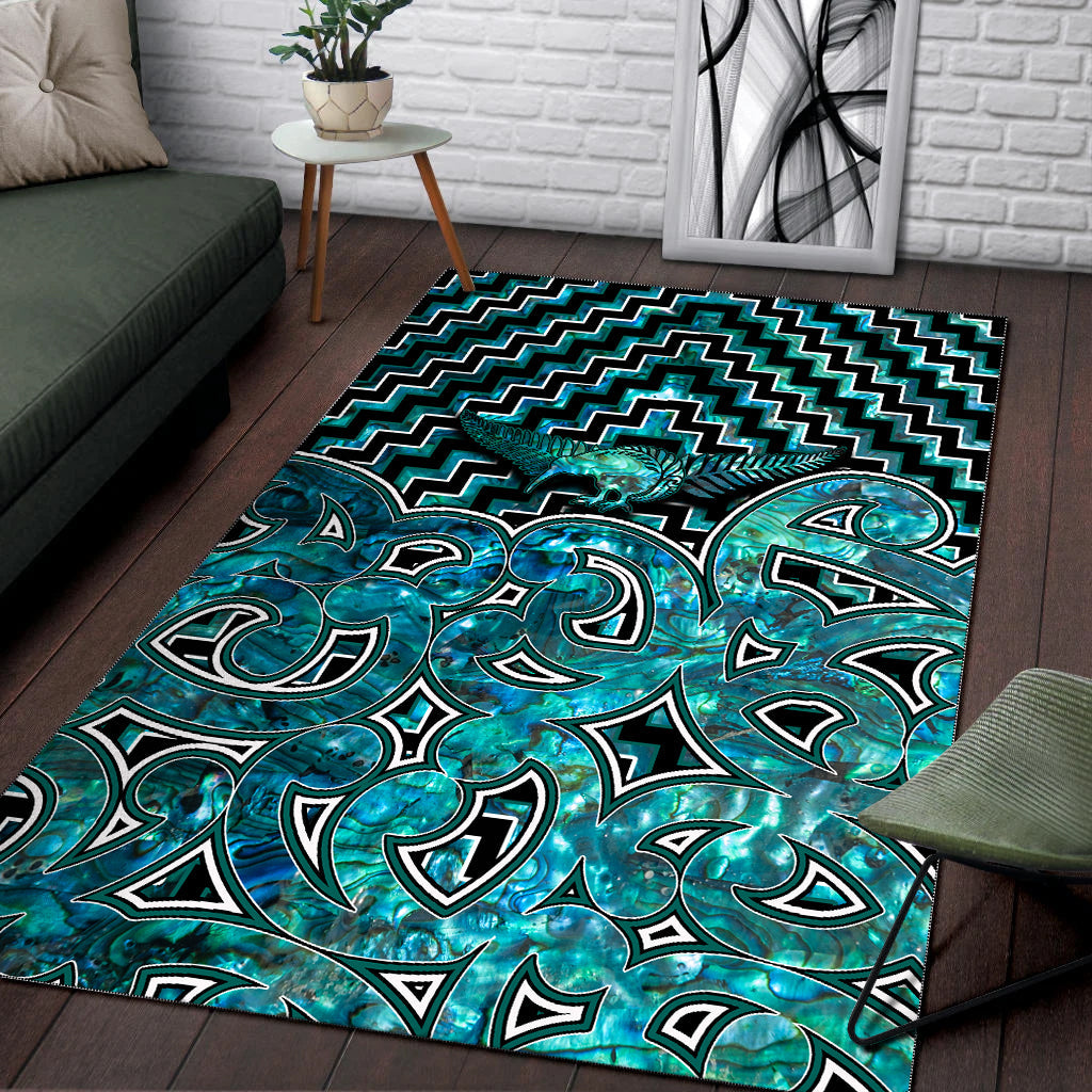 new-zealand-area-rug-maori-graphic-tee-patterns-paua-shell