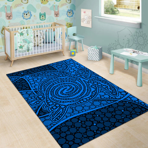 turtle-area-rug-aboriginal-blue-style
