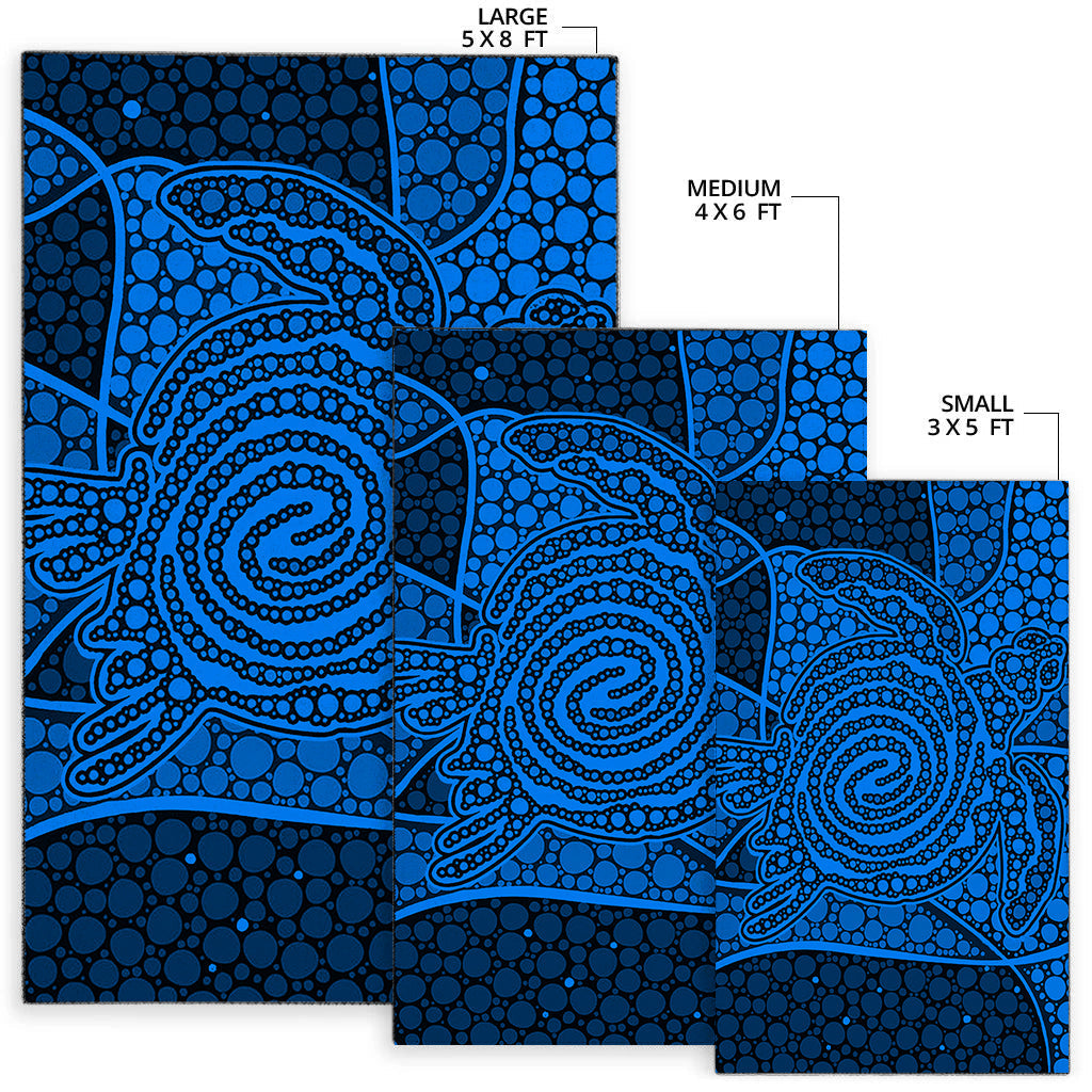 turtle-area-rug-aboriginal-blue-style