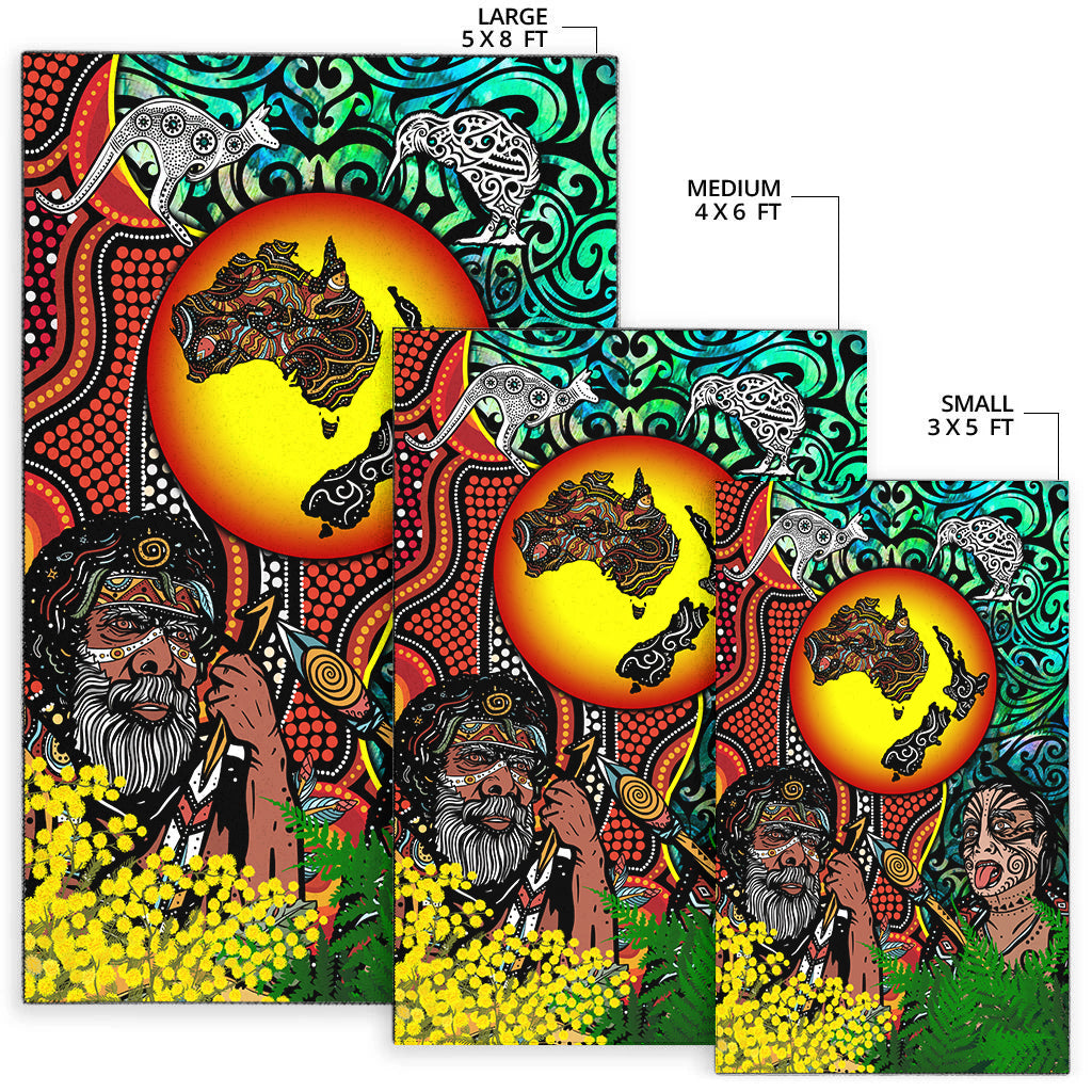 Australia Aboriginal Kangaroo Combine New Zealand Maori Kiwi Bird Area Rug - LT2