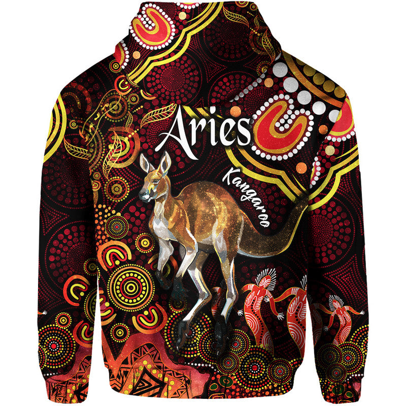 australian-astrology-zip-up-and-pullover-hoodie-aries-kangaroo-zodiac-aboriginal-vibes-red