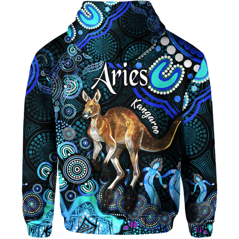 australian-astrology-zip-up-and-pullover-hoodie-aries-kangaroo-zodiac-aboriginal-vibes-blue