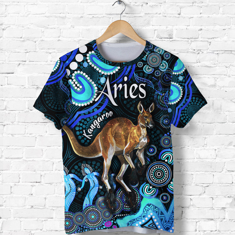 custom-personalised-australian-astrology-t-shirt-aries-kangaroo-zodiac-aboriginal-vibes-blue