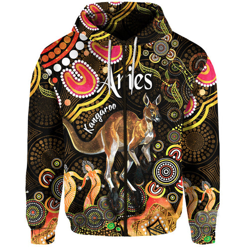 australian-astrology-zip-up-and-pullover-hoodie-aries-kangaroo-zodiac-aboriginal-vibes-gold