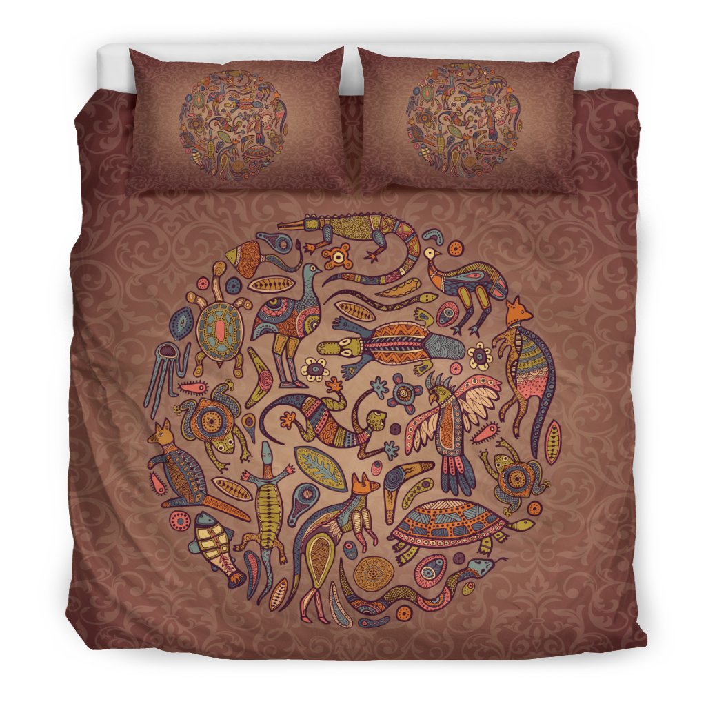 aboriginal-bedding-sets-kangaroo-kookaburra-circle-australian-animals