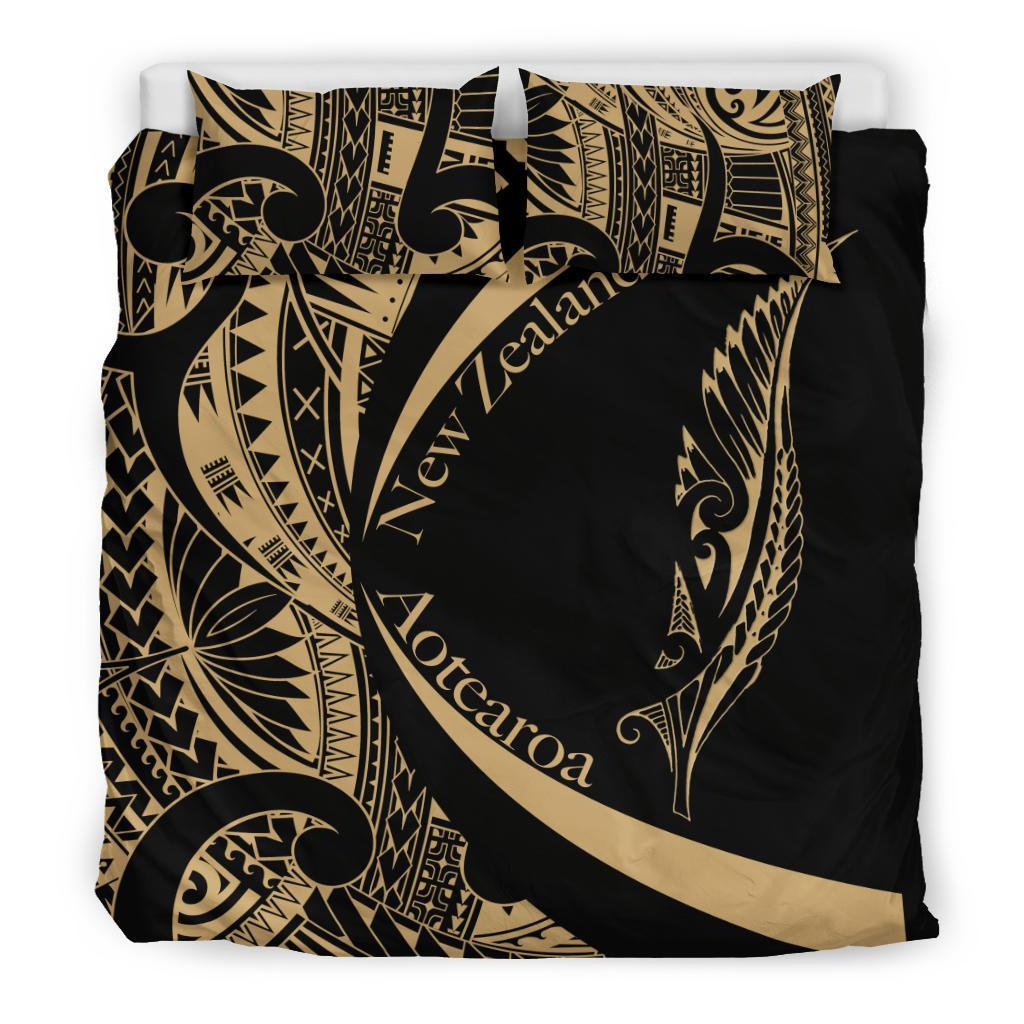 new-zealand-silver-fern-bedding-set-maori-tattoo-circle-style-golden