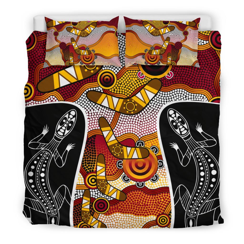 aboriginal-bedding-set-lizard-dot-painting-boomerang-patterns