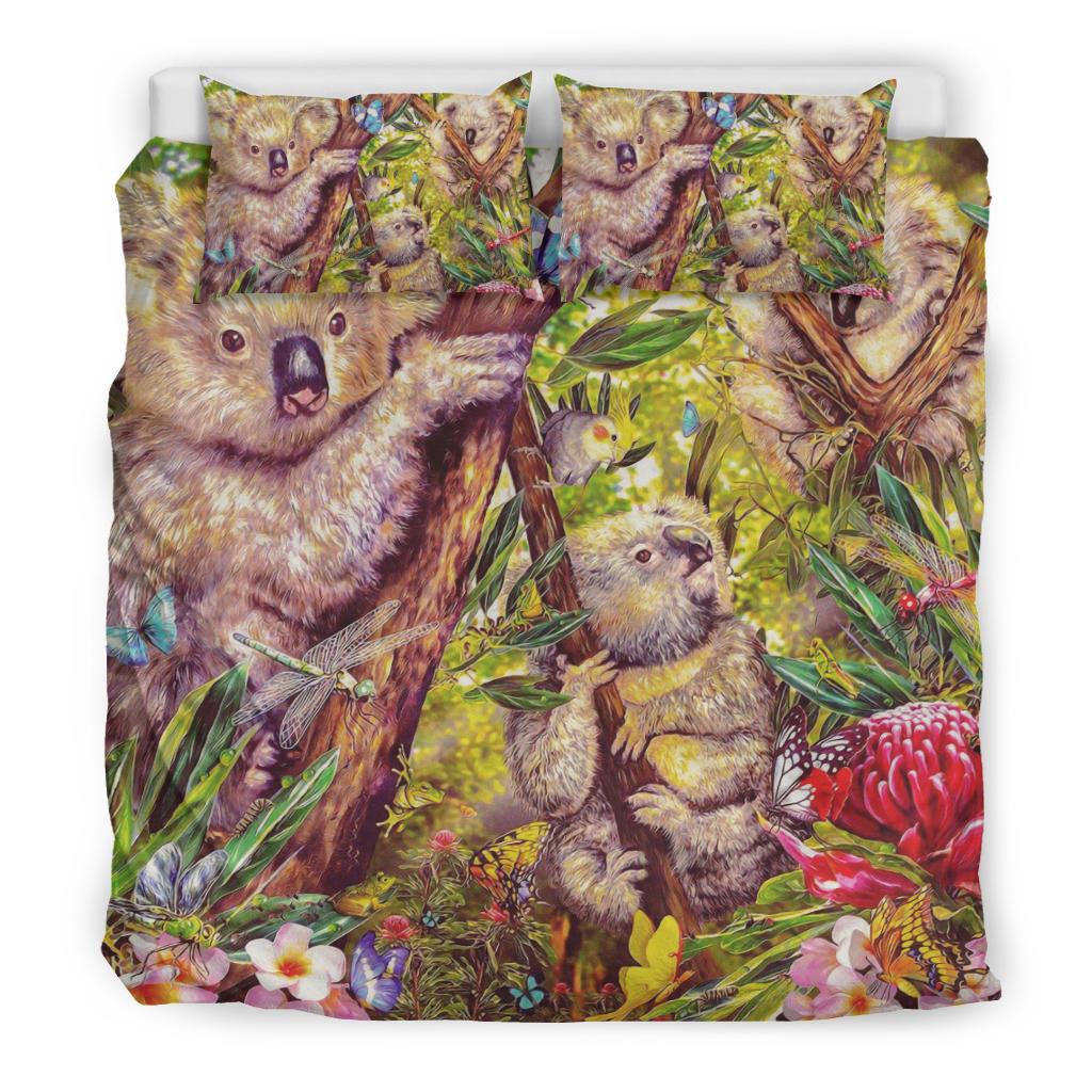 koala-bedding-set-3d-koala-with-waratah-flower-bedding-set