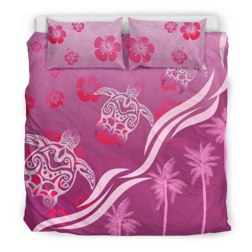pink-turtle-hibiscus-bedding-set