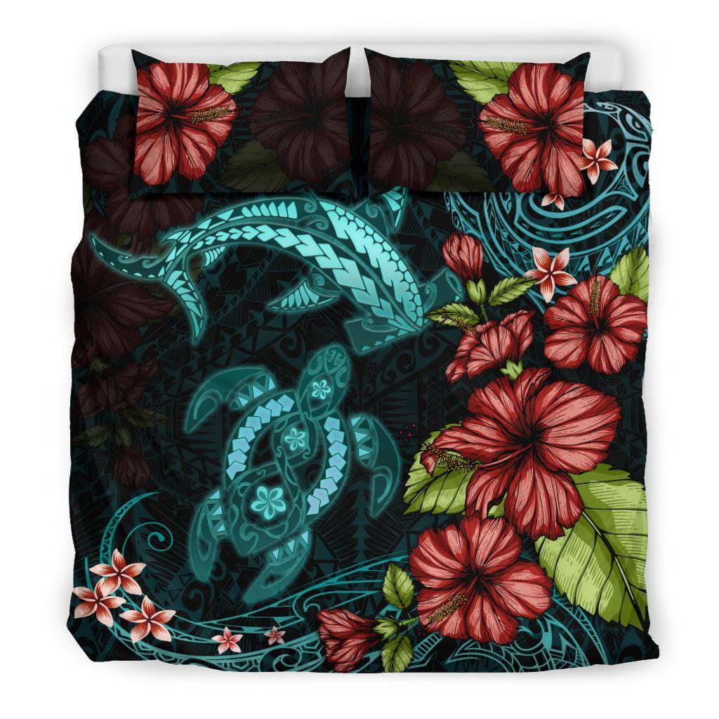 shark-and-turtle-bedding-set-hibiscus-turquoise