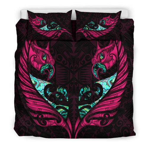 new-zealand-bedding-set-manaia-paua-fern-wing-pink