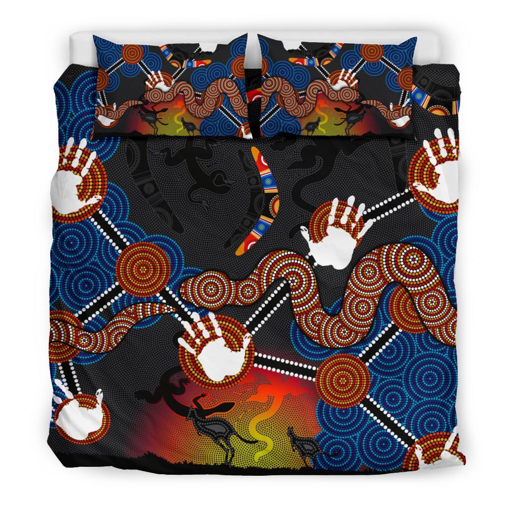 aboriginal-bedding-set-australian-boomerang-and-snake-indigenous-art