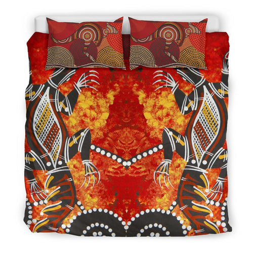 aboriginal-bedding-set-crocodile-kangaroo-dot-painting-art