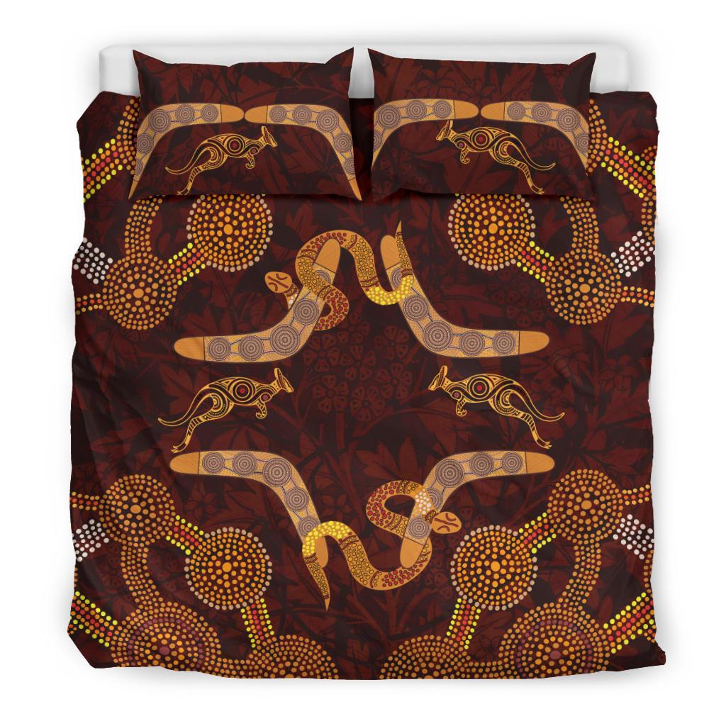 aboriginal-bedding-set-kangaroo-snake-and-boomerang-painting-art