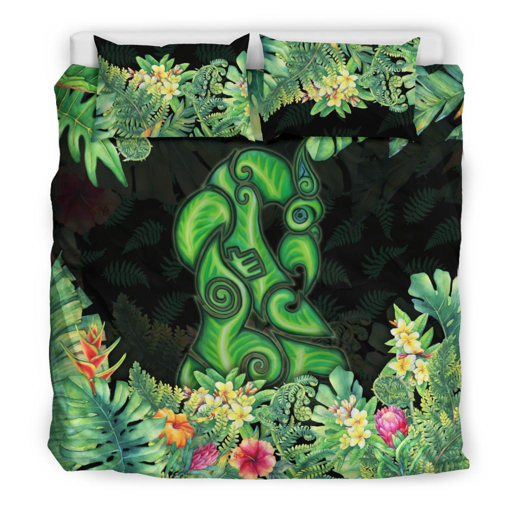 maori-manaia-bedding-set-tropical-koru-fern-with-plumeria-hibiscus