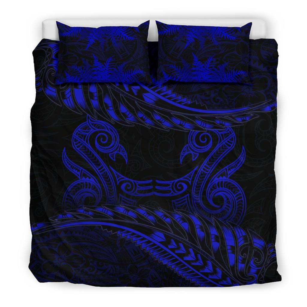 new-zealand-bedding-set-blue-manaia-maori-silver-fern-duvet-cover
