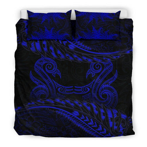 new-zealand-bedding-set-blue-manaia-maori-silver-fern-duvet-cover