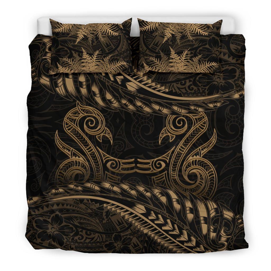 new-zealand-bedding-set-gold-manaia-maori-silver-fern-duvet-cover