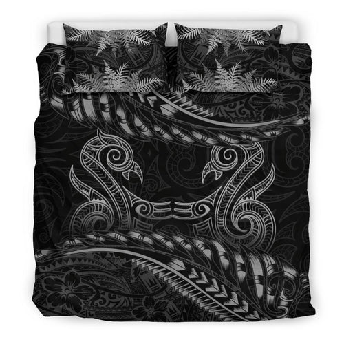 new-zealand-bedding-set-gray-manaia-maori-silver-fern-duvet-cover