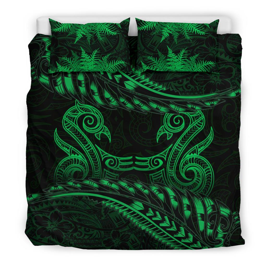 new-zealand-bedding-set-green-manaia-maori-silver-fern-duvet-cover