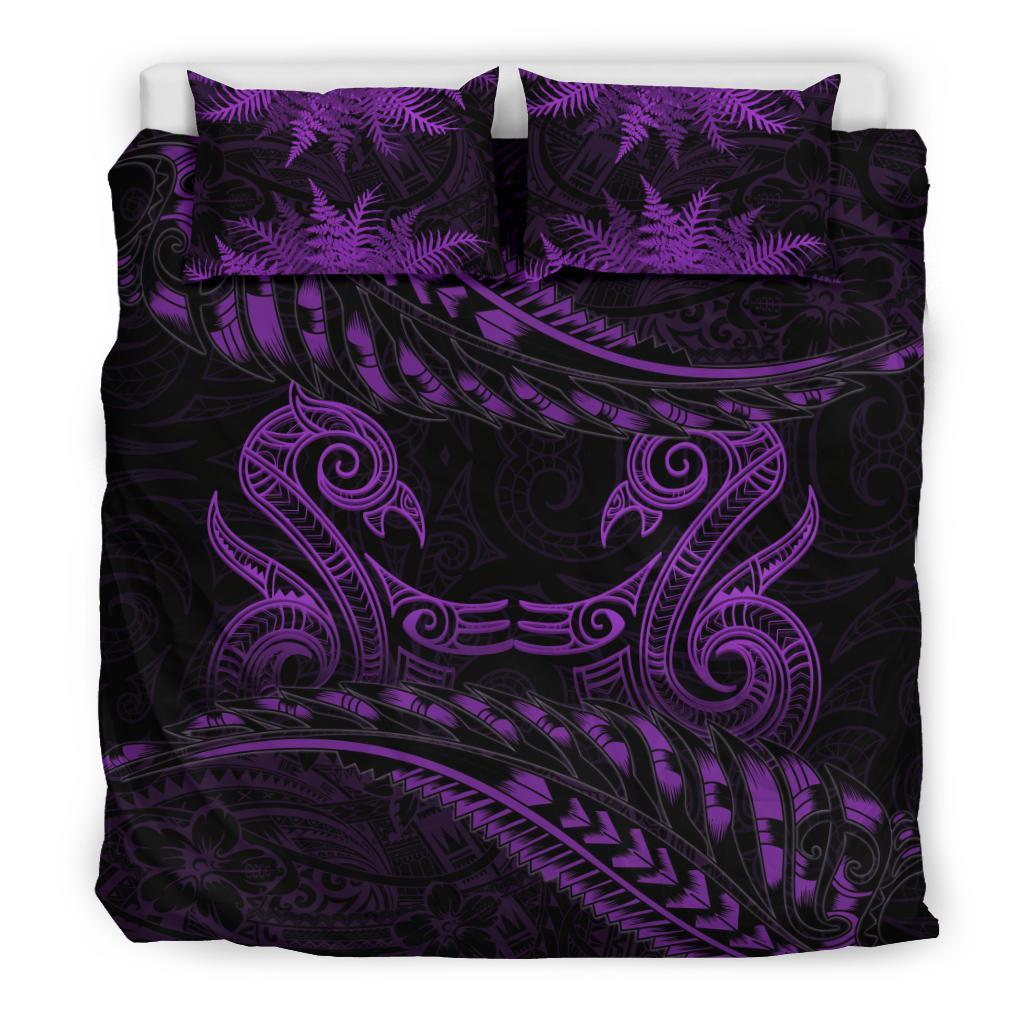 new-zealand-bedding-set-purple-manaia-maori-silver-fern-duvet-cover
