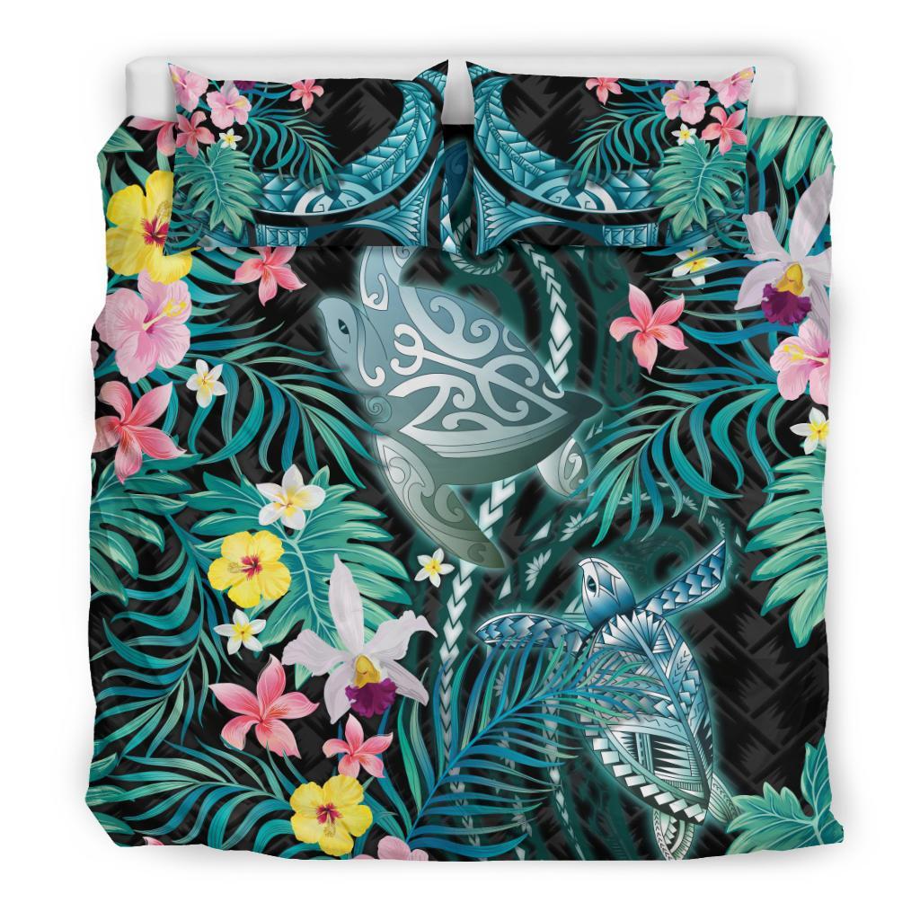 turtles-love-bedding-set-hibiscus-with-palm-leaves