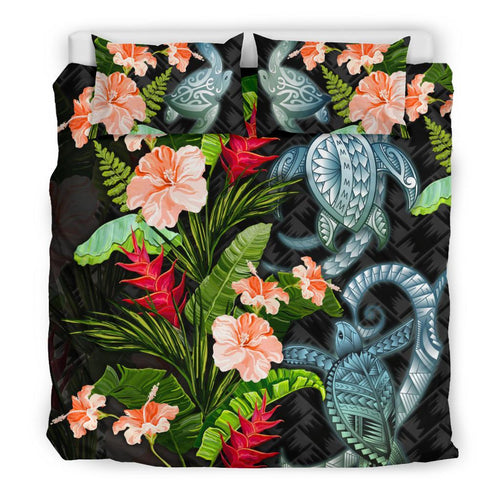 turtle-bedding-set-palm-leaves-mix-hibiscus
