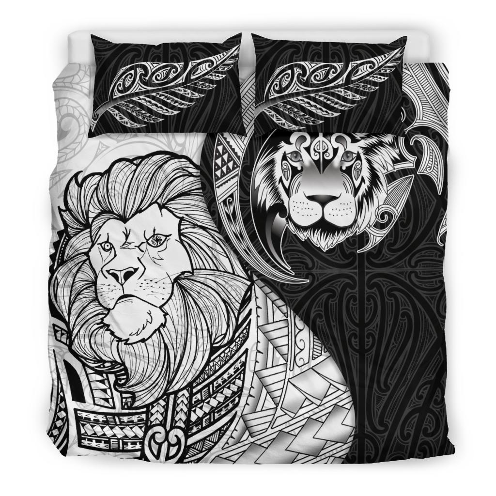 lion-maori-tattoo-silver-fern-bedding-set
