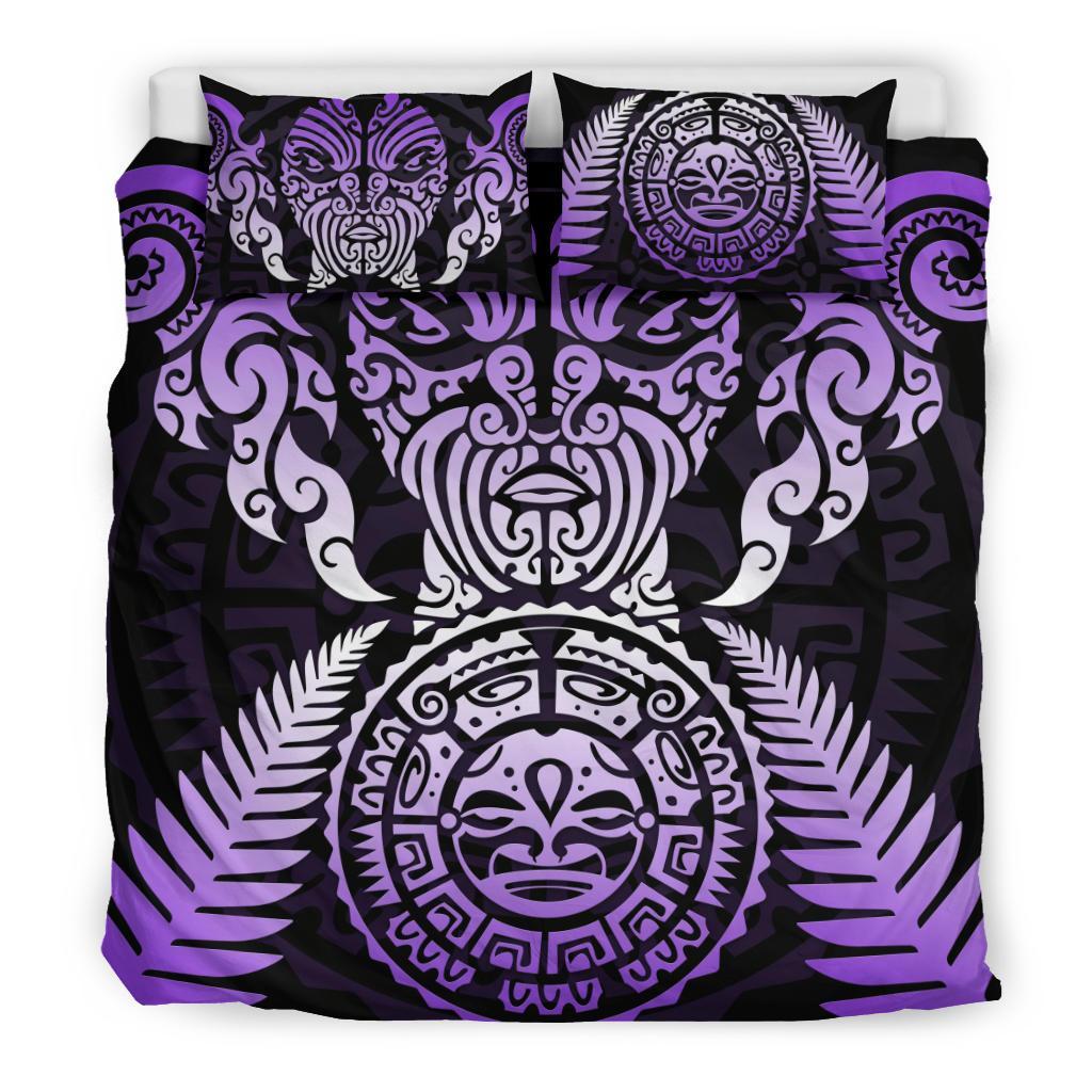 maori-face-fern-new-zealand-bedding-set-purple