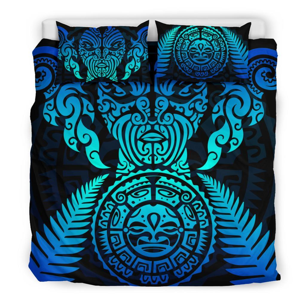 maori-face-fern-new-zealand-bedding-set-blue