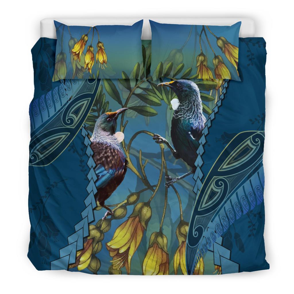 tui-bird-mix-kowhai-and-silver-fern-bedding-set-blue