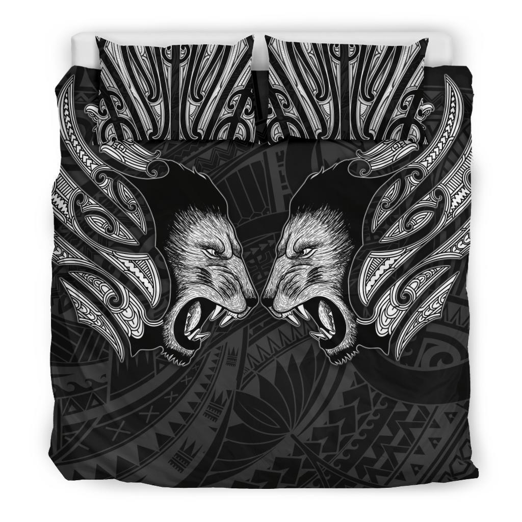 double-lion-maori-tattoo-bedding-set-new-zealand-white