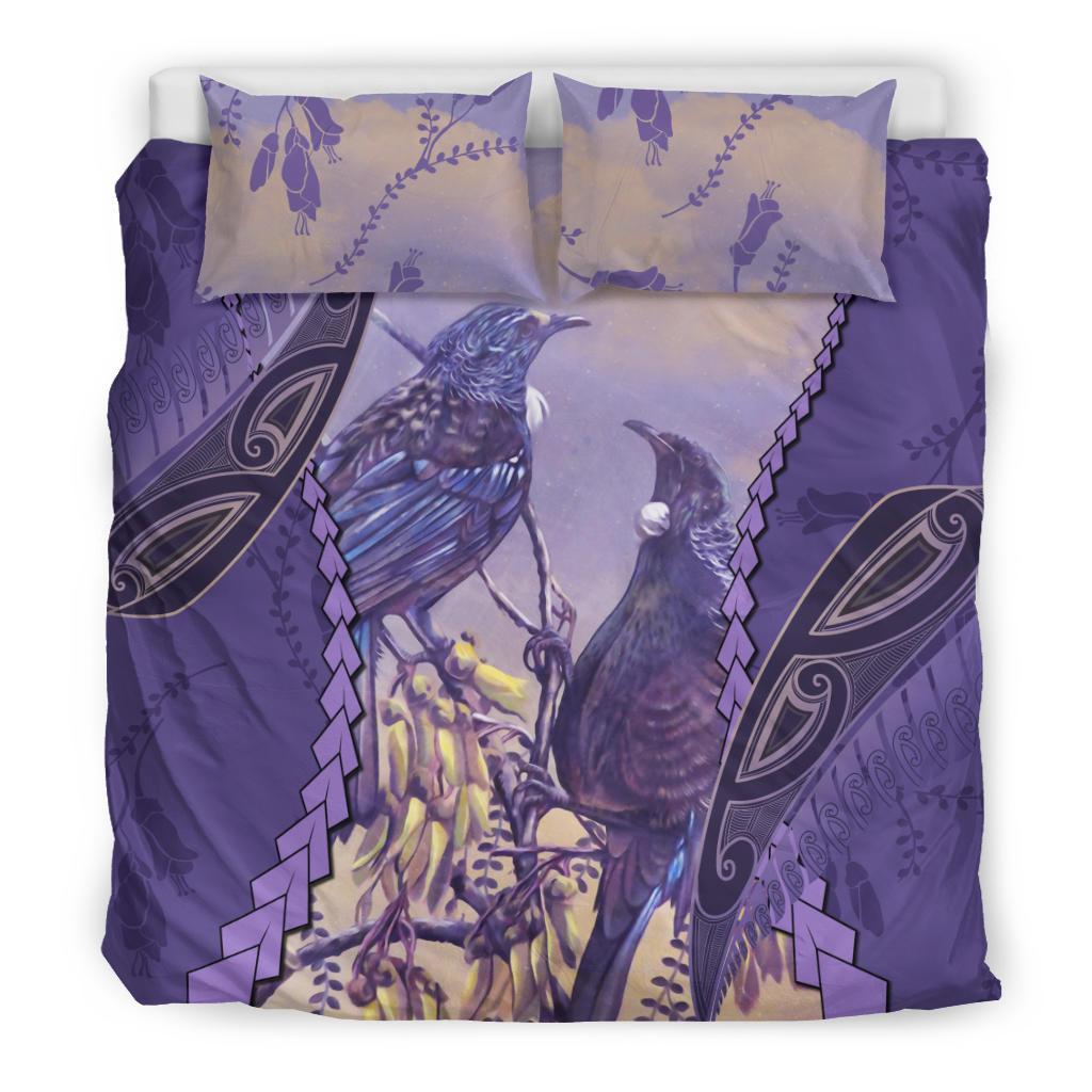 tui-bird-mix-kowhai-and-silver-fern-bedding-set-purple
