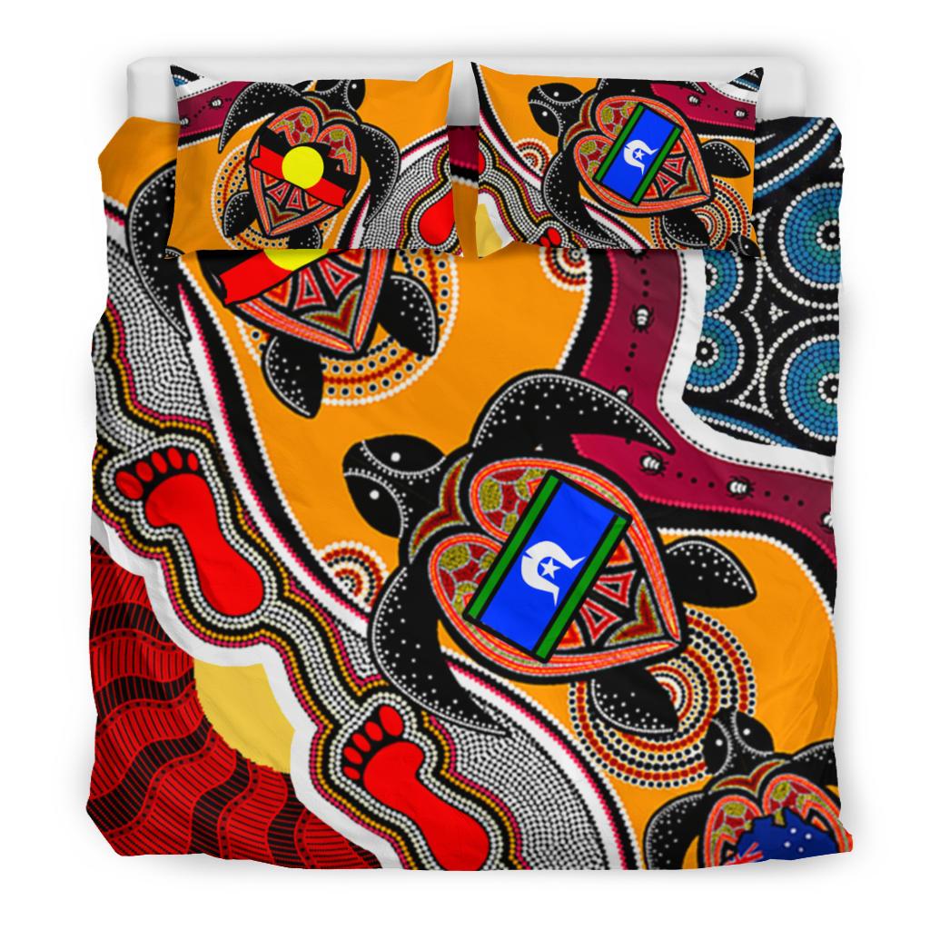 1saustralia-bedding-set-australia-aboriginal-dots-with-turtle-and-naidoc-flags