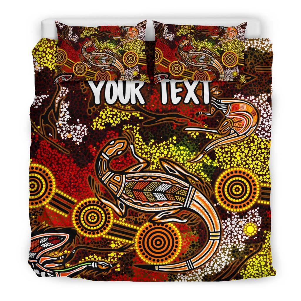 custom-aboriginal-bedding-set-kangaroo-and-lizard-dot-painting-art