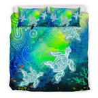 custom-text-aboriginal-bedding-set-indigenous-turtle-ocean-dot-painting-art