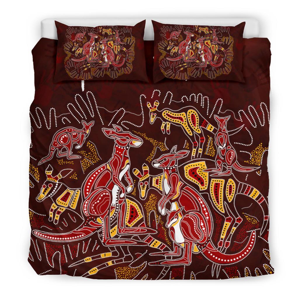 custom-aboriginal-bedding-set-kangaroo-family-with-hand-art