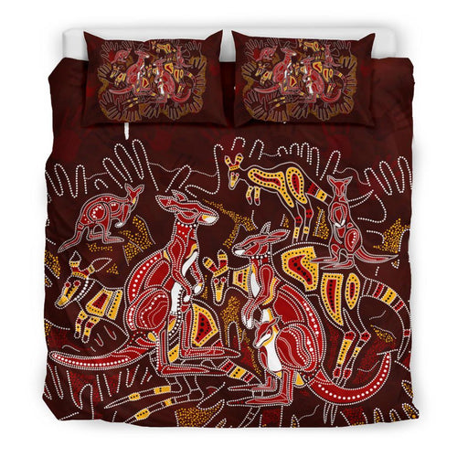 custom-aboriginal-bedding-set-kangaroo-family-with-hand-art