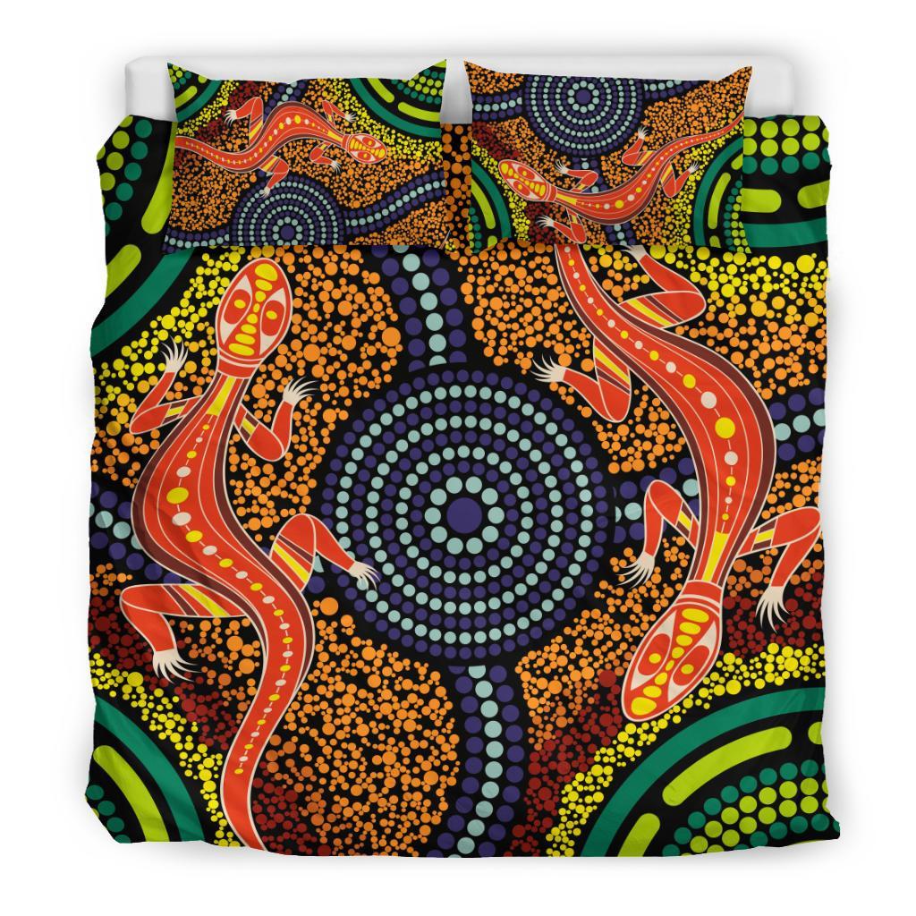 1st-australia-bedding-set-aboriginal-two-lizards-dot-painting-circle